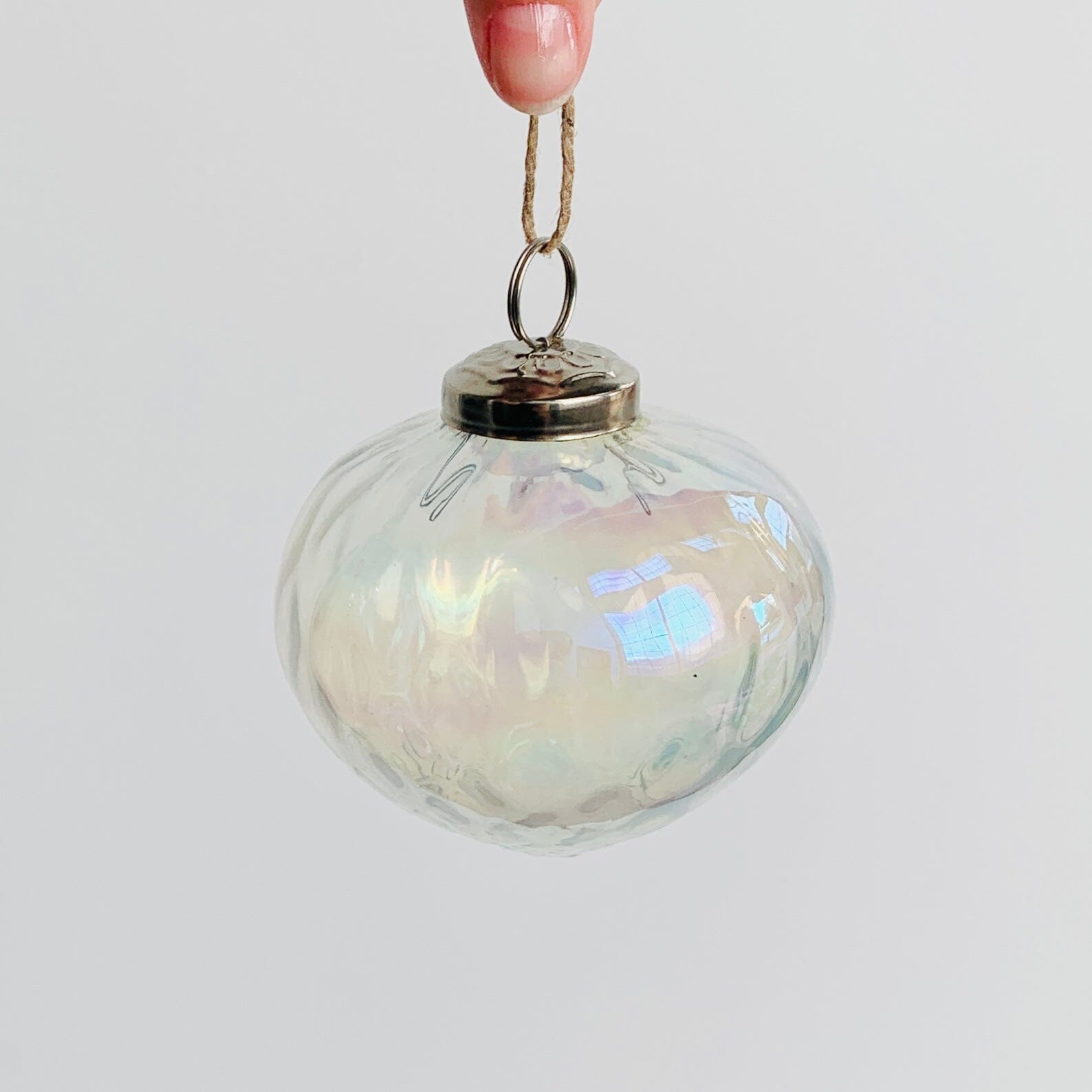 Optic Glass Diamond Ornament 8, Clear Luster India House Brass 