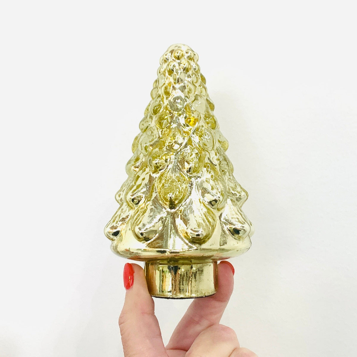 Glass Holiday 5" Tree, Gold Diamond Star 