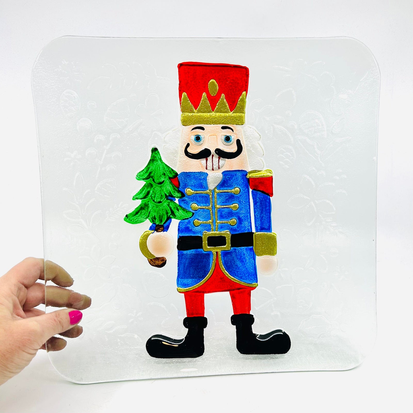 Glass Fusion Plate, Tree Nutcracker 23 Decor Boston International, INC 