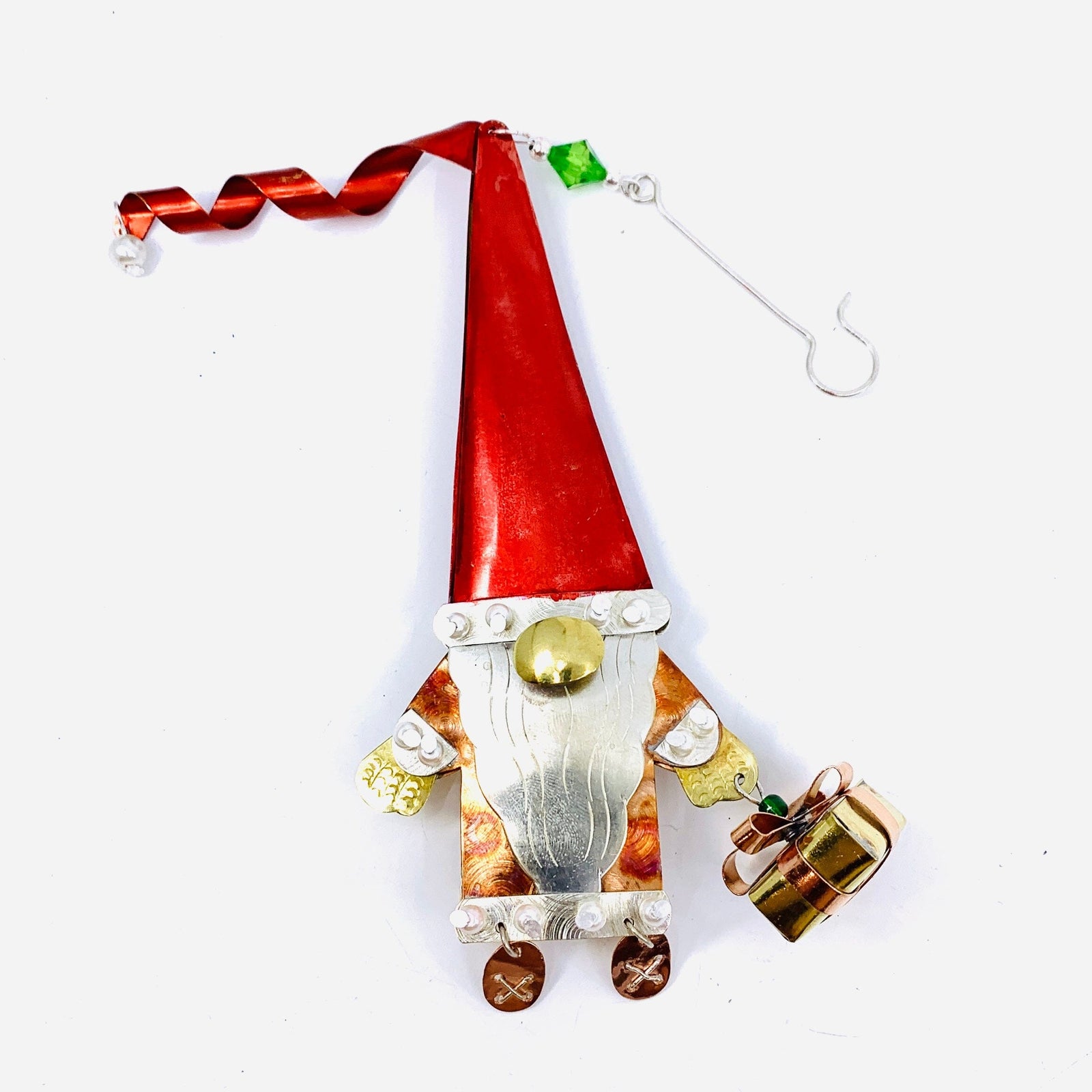Mixed Metal Ornament Santa Gnome Miniature Pilgrim Imports 