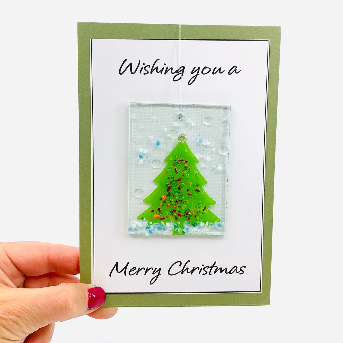 Fused Glass Christmas Tree Suncatcher, 11 Decor Glimmer Glass Gifts 