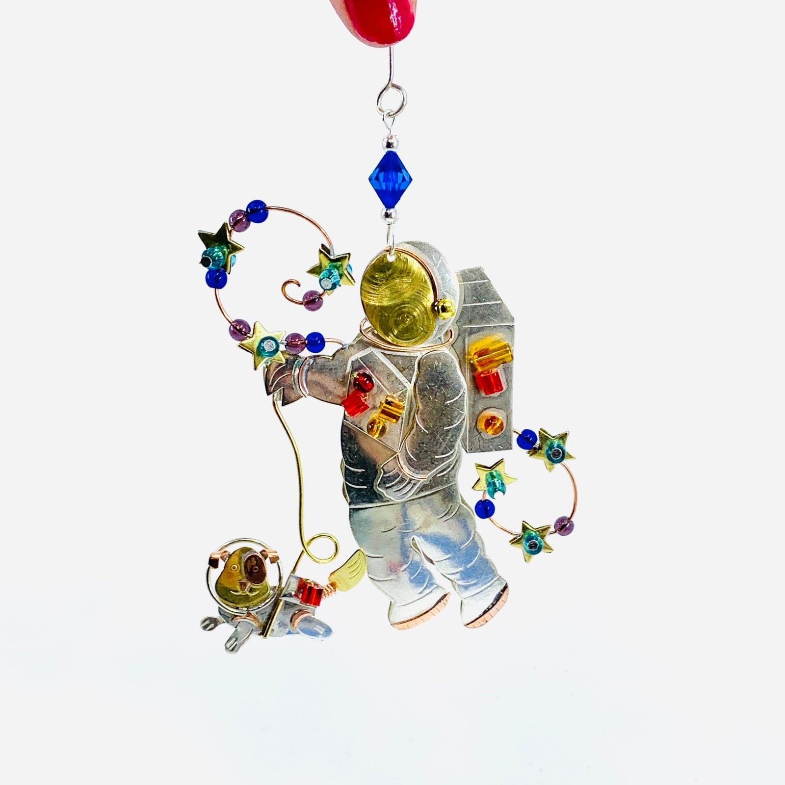 Mixed Metal Ornament, Astropup Moon Walk Miniature Pilgrim Imports 