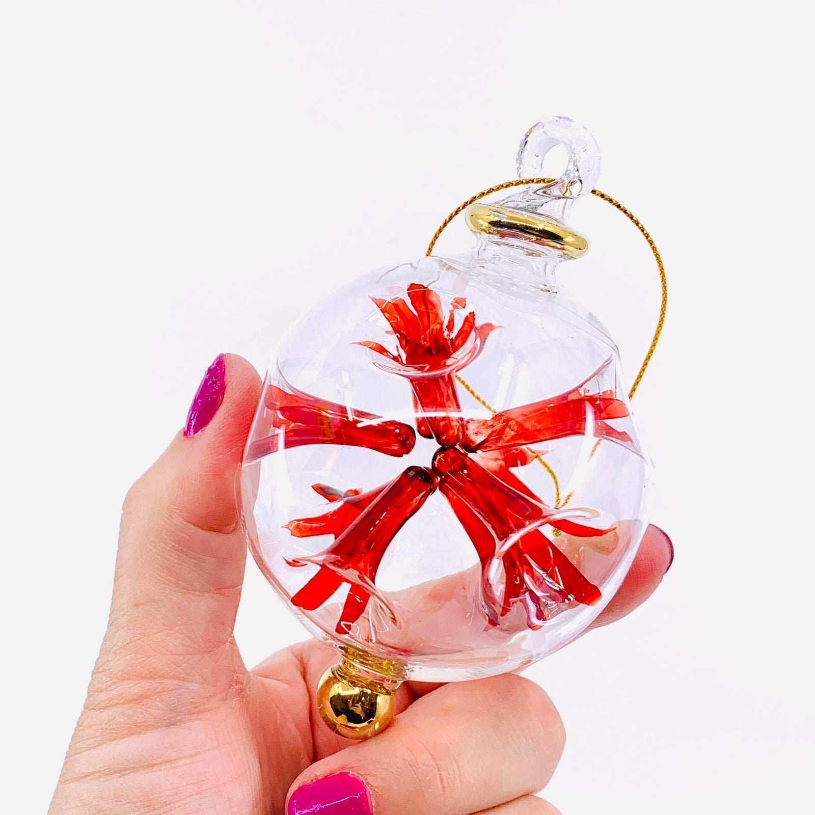 Hand Blown Starburst Ornaments, Red Small Unique Tradings LLC 