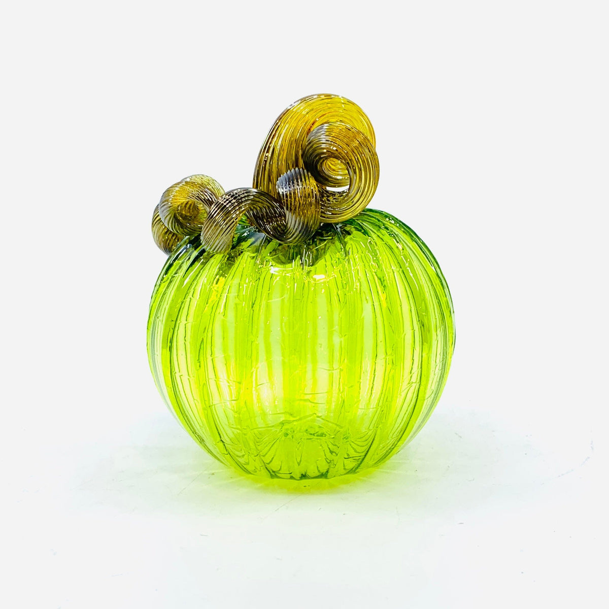 August Birthstone Pumpkin, Peridot Pumpkin Luke Adams Glass Blowing Studio 