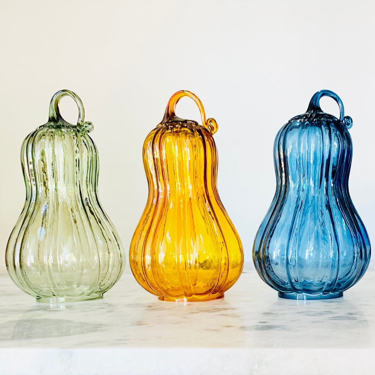 Glass Gourd Dome - Olive India House Brass 
