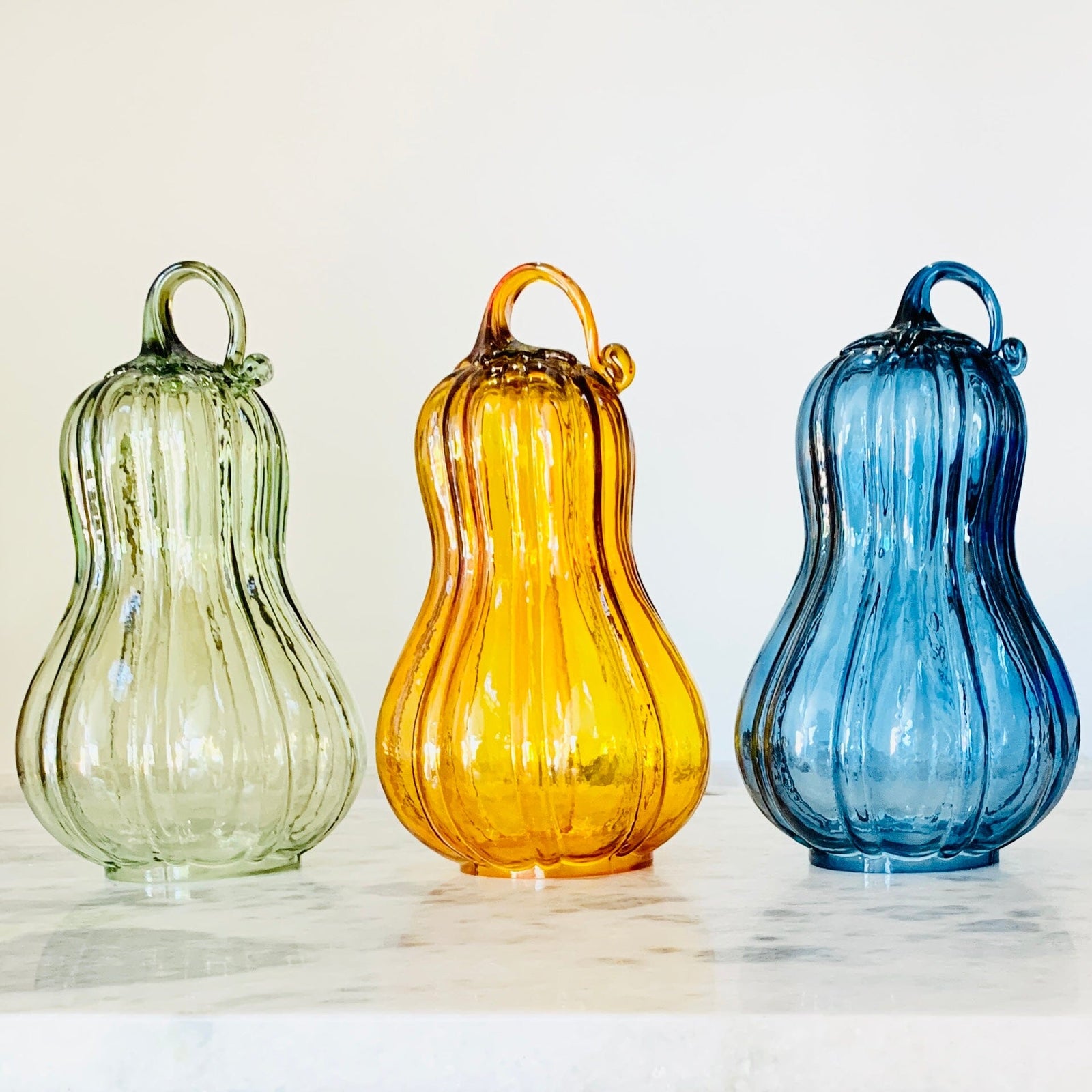 Glass Gourd Dome - Indigo India House Brass 