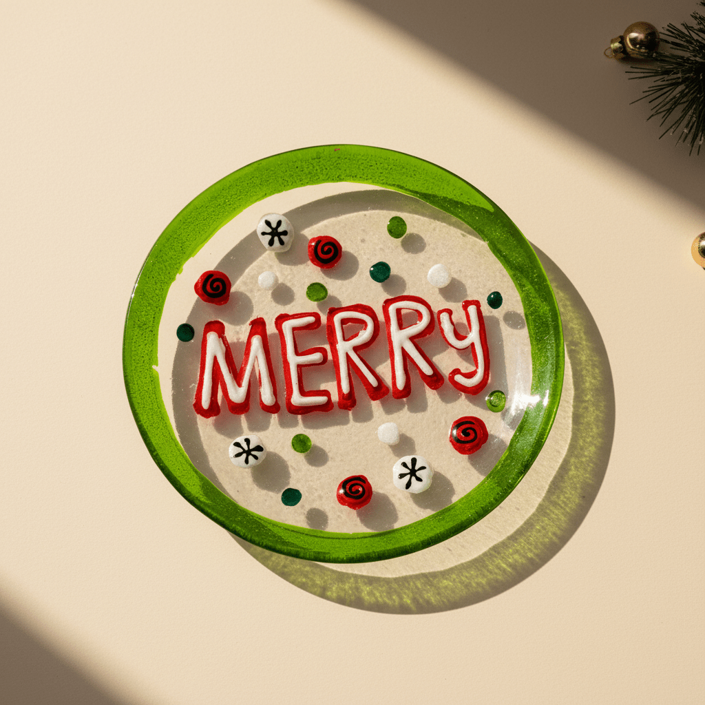 Glass Fusion Plate 56, Merry Mini Plate Demdaco 