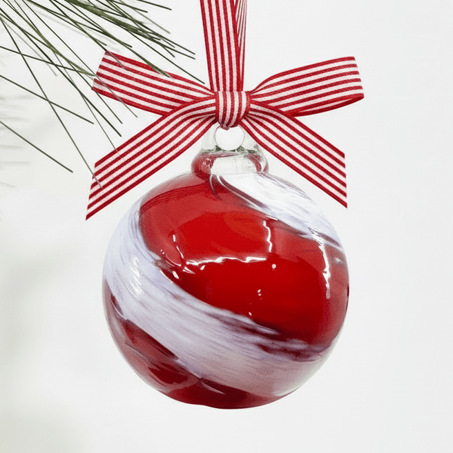 Mini Holiday Ornament, Peppermint Swirl Ornament Luke Adams Glass Blowing Studio 