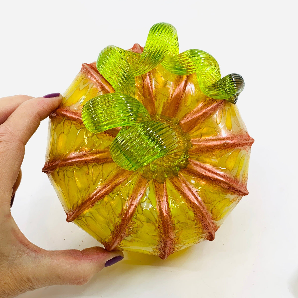 Daily Pumpkin 657 Fall Shimmer Squat Daily Pumpkin Luke Adams Glass Blowing Studio 