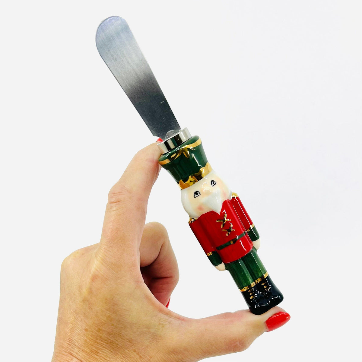 Ceramic Nutcracker Spreader, Green Cap Decor One Hundred 80 Degrees 