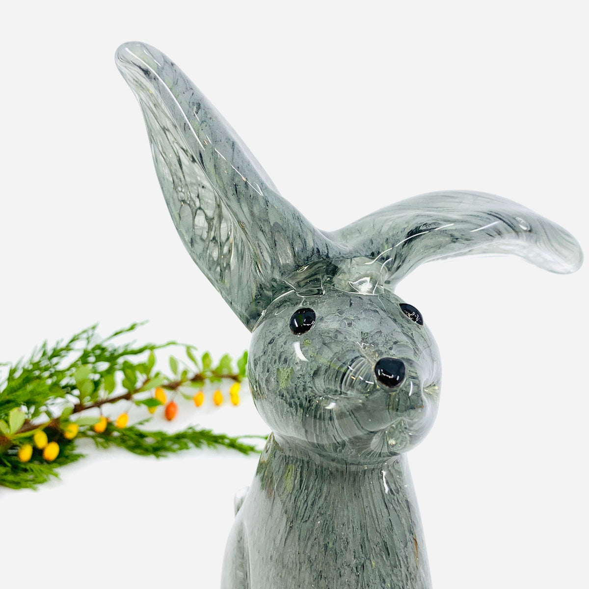 Perky Glass Rabbit, Gray Decor Chesapeake Bay 