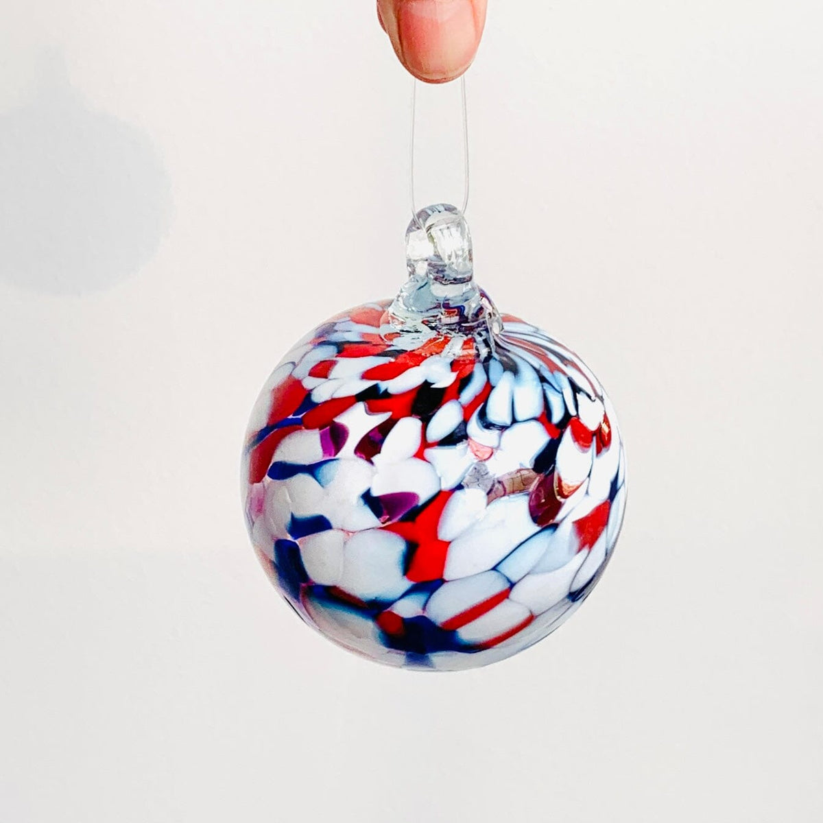 Ornament, Red White and Blue Ornament Luke Adams Glass Blowing Studio 