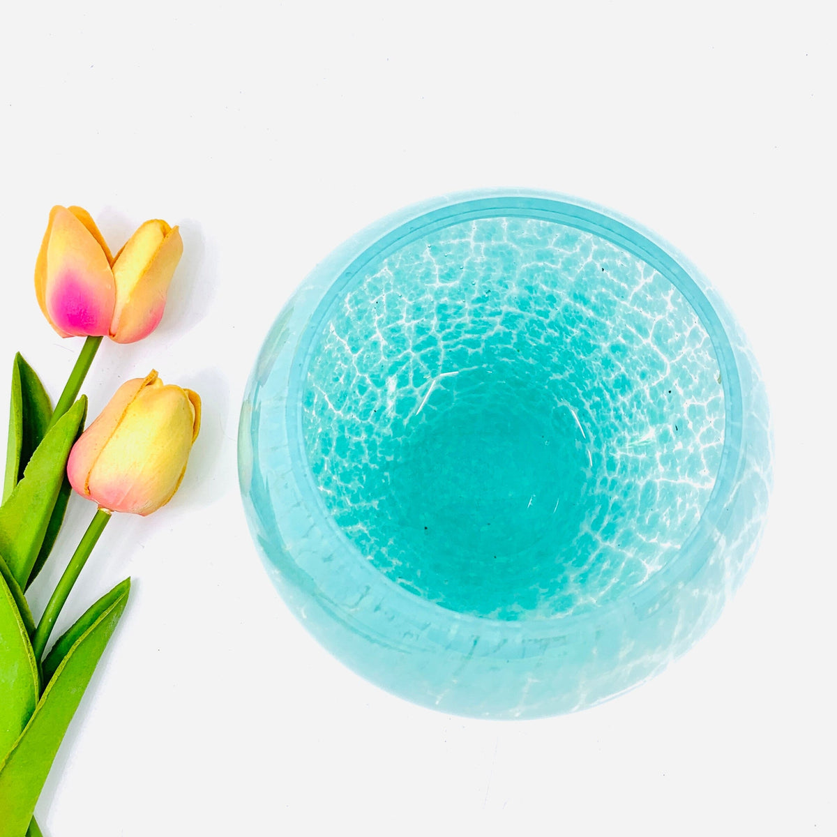 Glass Easter Bowls, Turquoise Diamond Star 