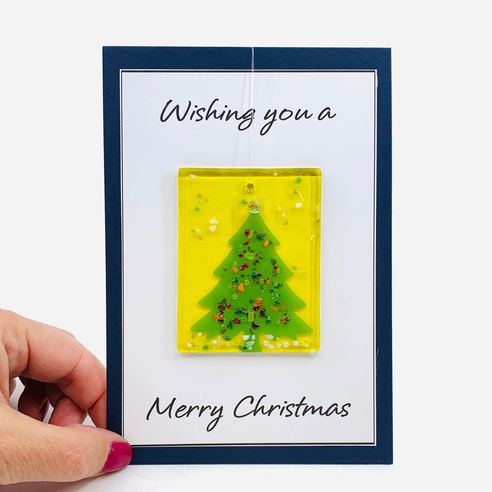 Fused Glass Christmas Tree Suncatcher, 3 Decor Glimmer Glass Gifts 