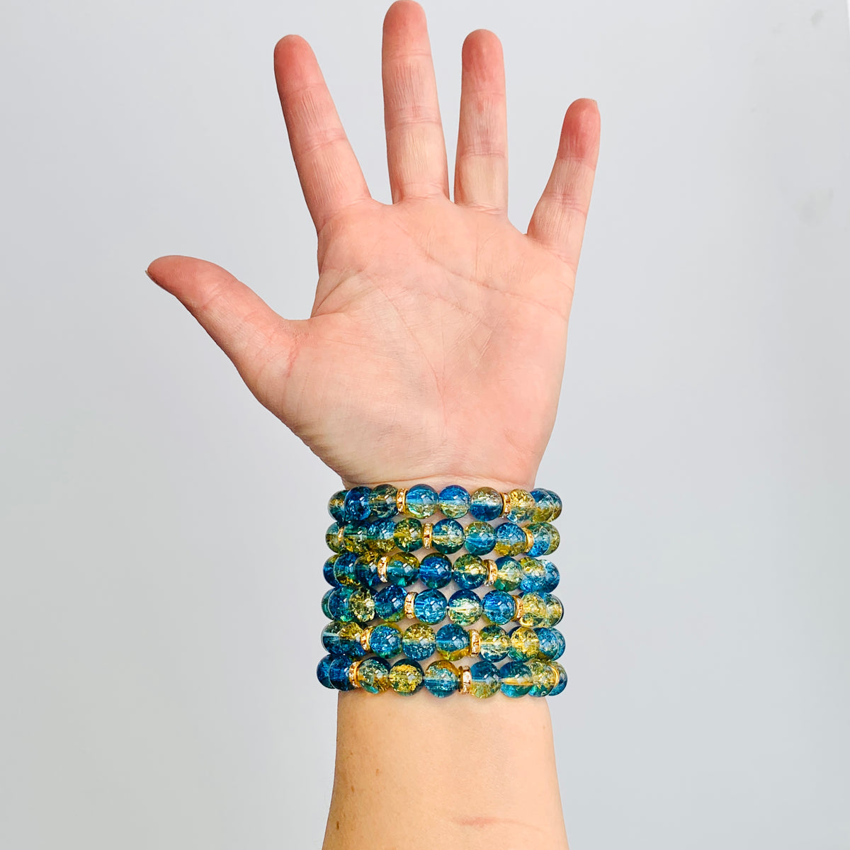 Shimmering Sea Glass Bead Bracelet