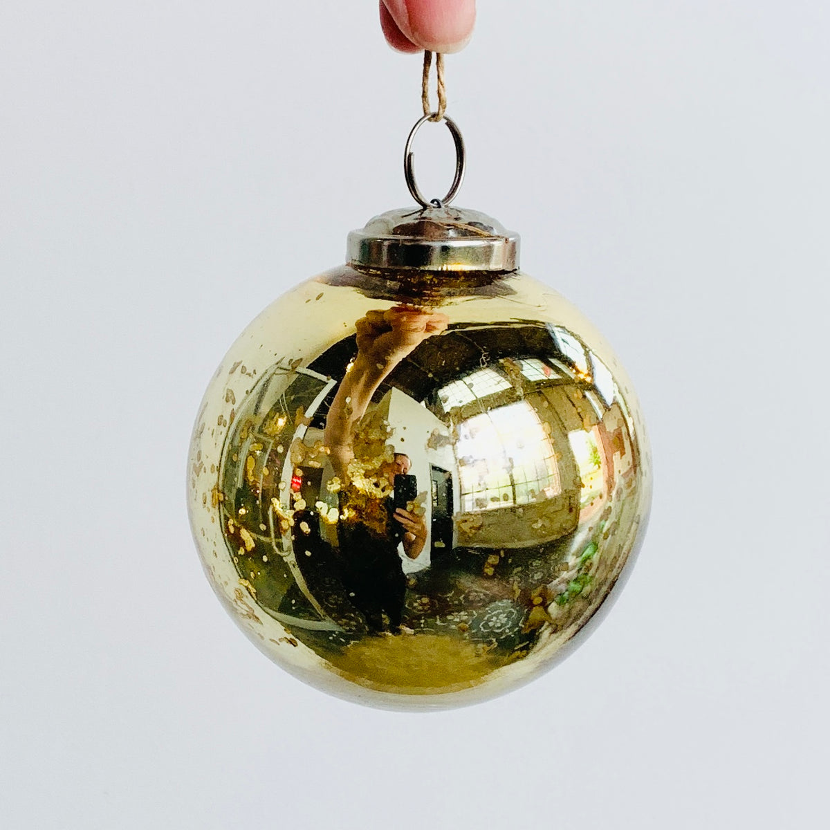 Mercury Glass Sphere Ornament 59, Gold