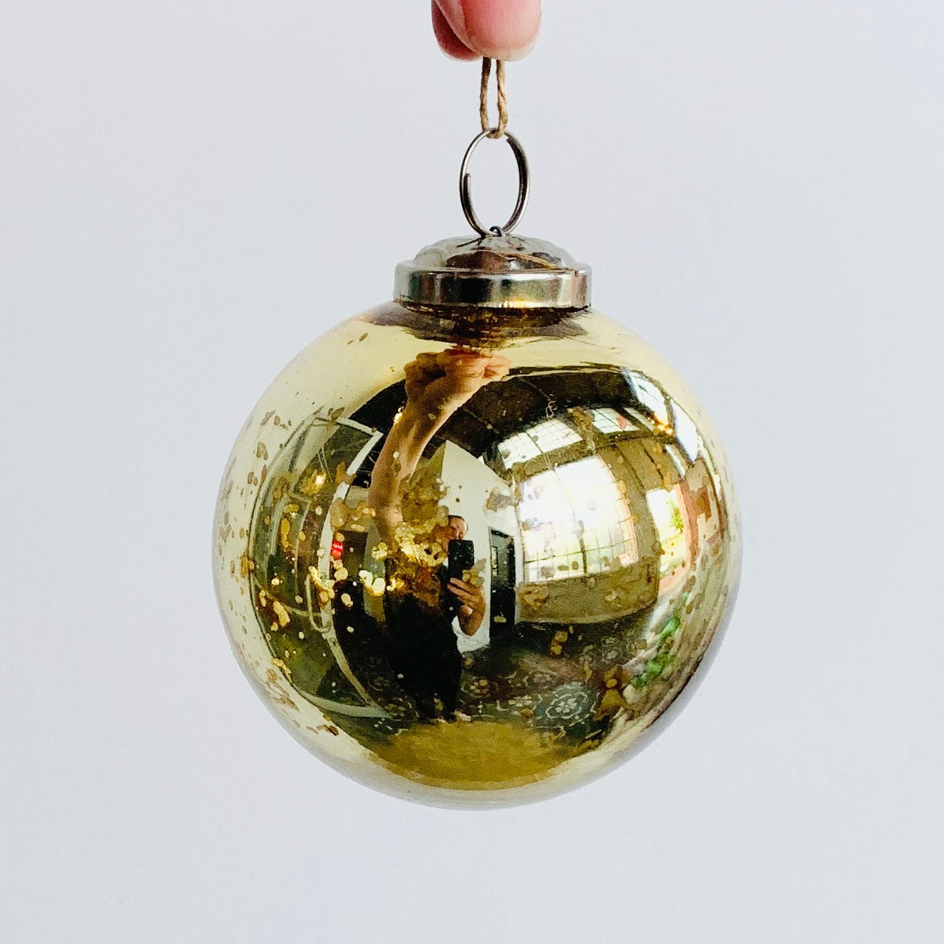Mercury Glass Sphere Ornament 59, Gold India House Brass 
