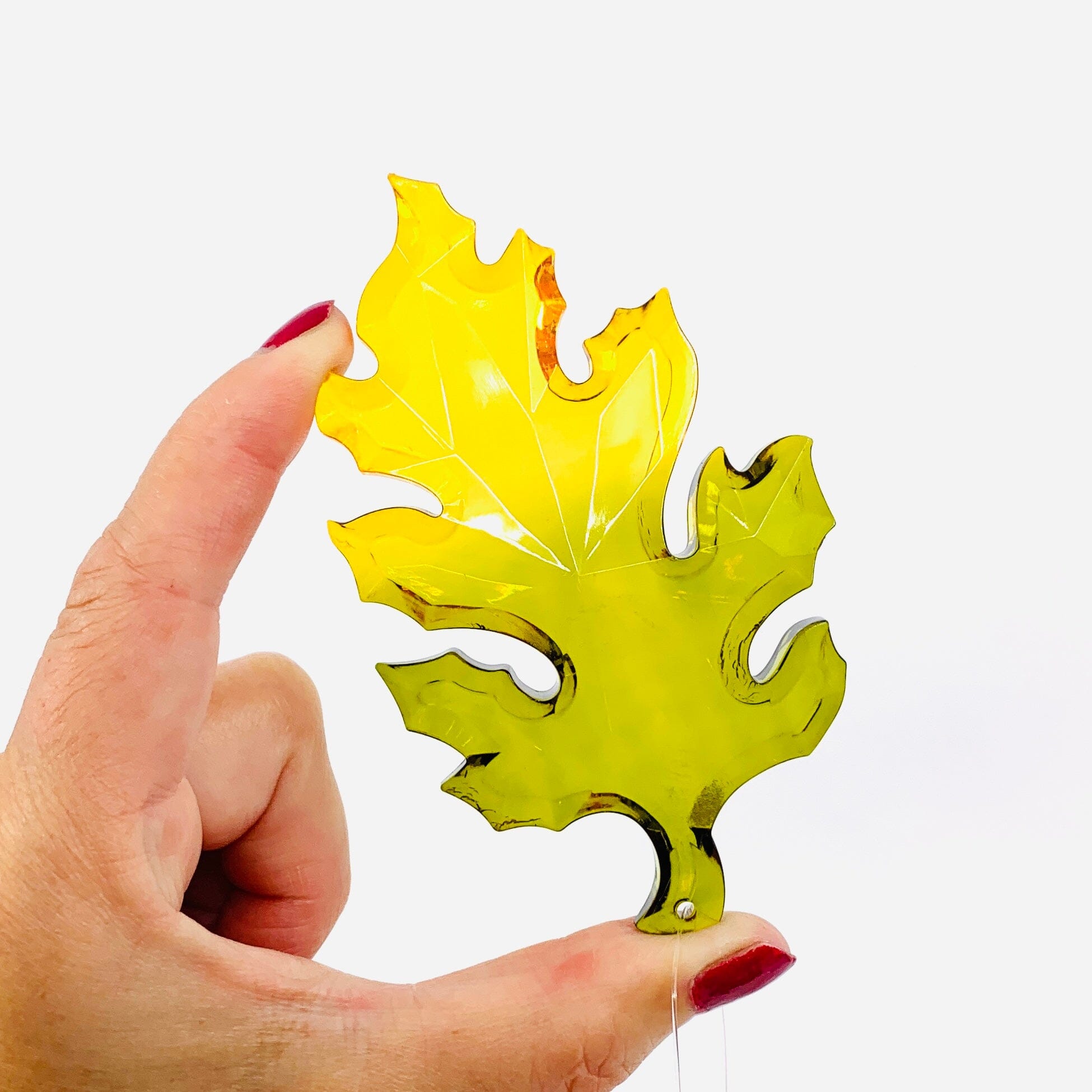 Fall Leaves Crystal Acrylic Ornament, Green Ornament GANZ 