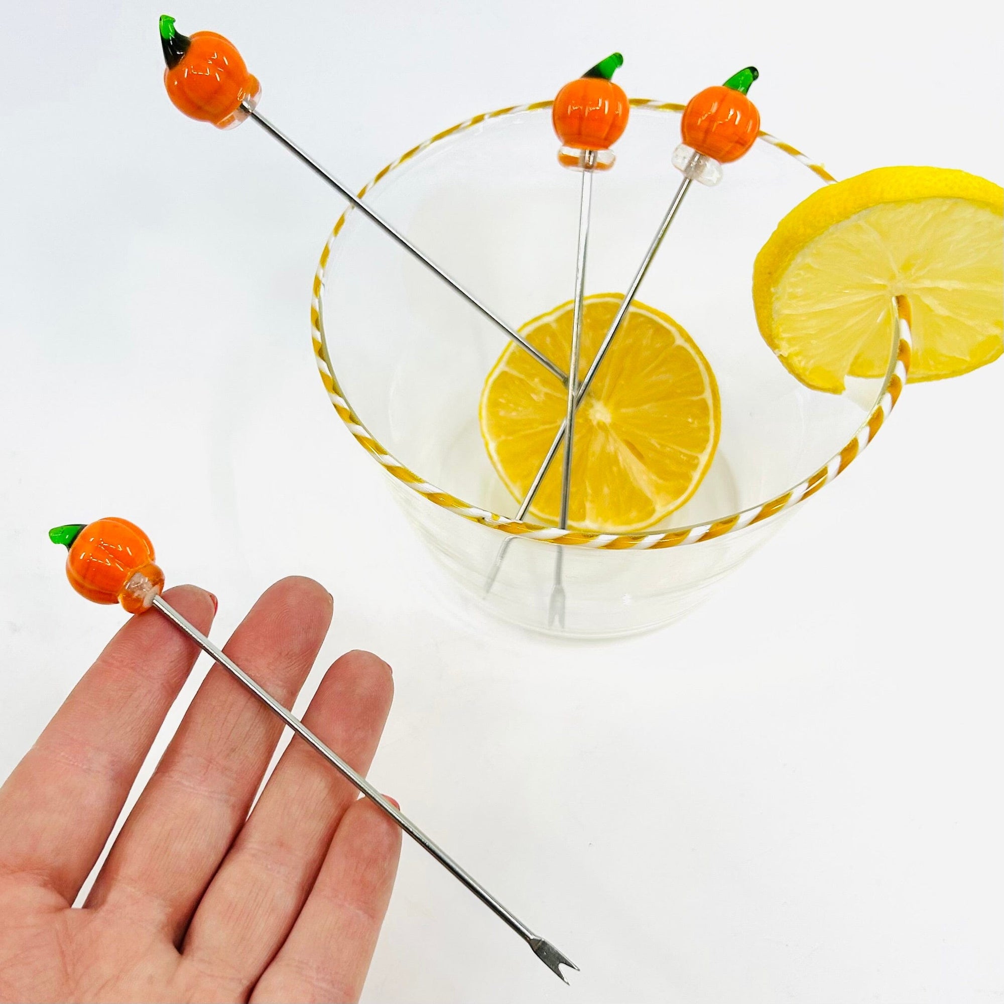 Glass Pumpkin Appetizer Picks Creative Co-Op 