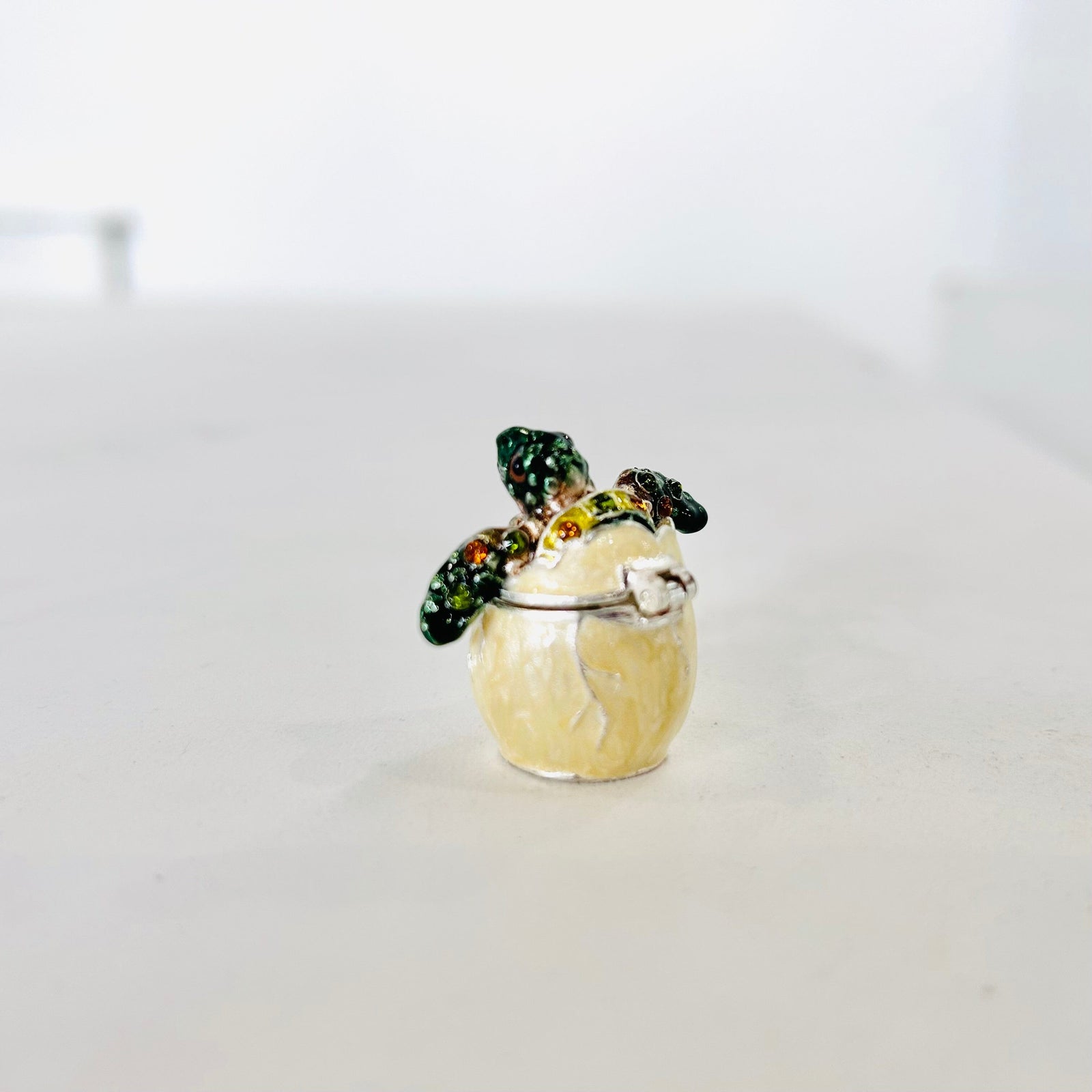 Bejeweled Enamel Trinket Box 1, Hatching Turtle Decor Kubla Craft 