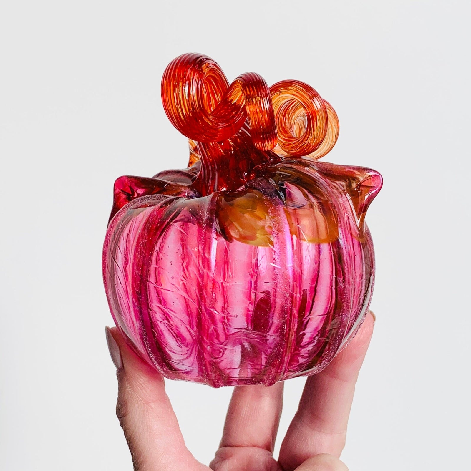Daily Shimmer Catkin 1256 Daily Pumpkin Luke Adams Glass Blowing Studio 