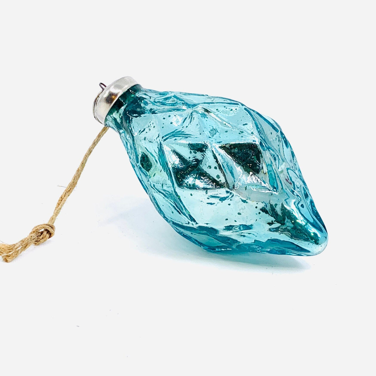Glass Faceted Diamond Ornament 48, Aqua Ornament India House Brass 