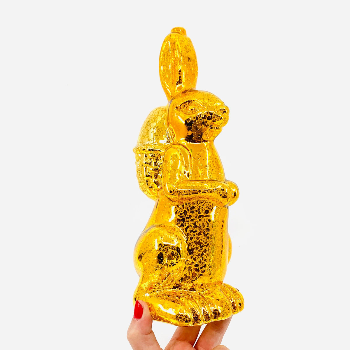 Mercury Glass Easter Rabbit 10"- Gold One Hundred 80 Degrees 