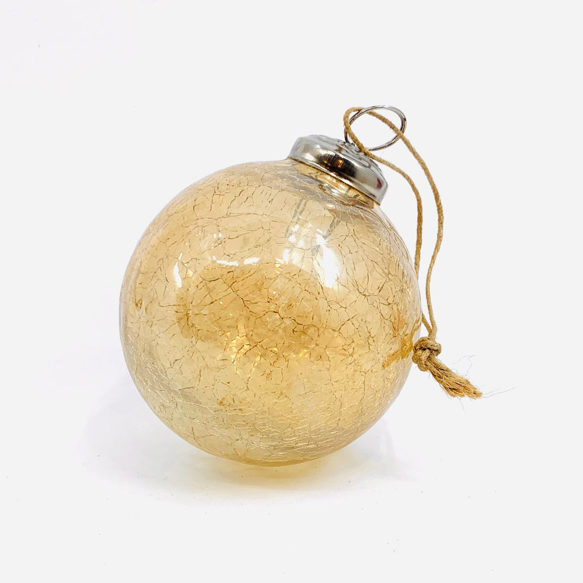 Crackle Glass Sphere Ornament 4, Champagne