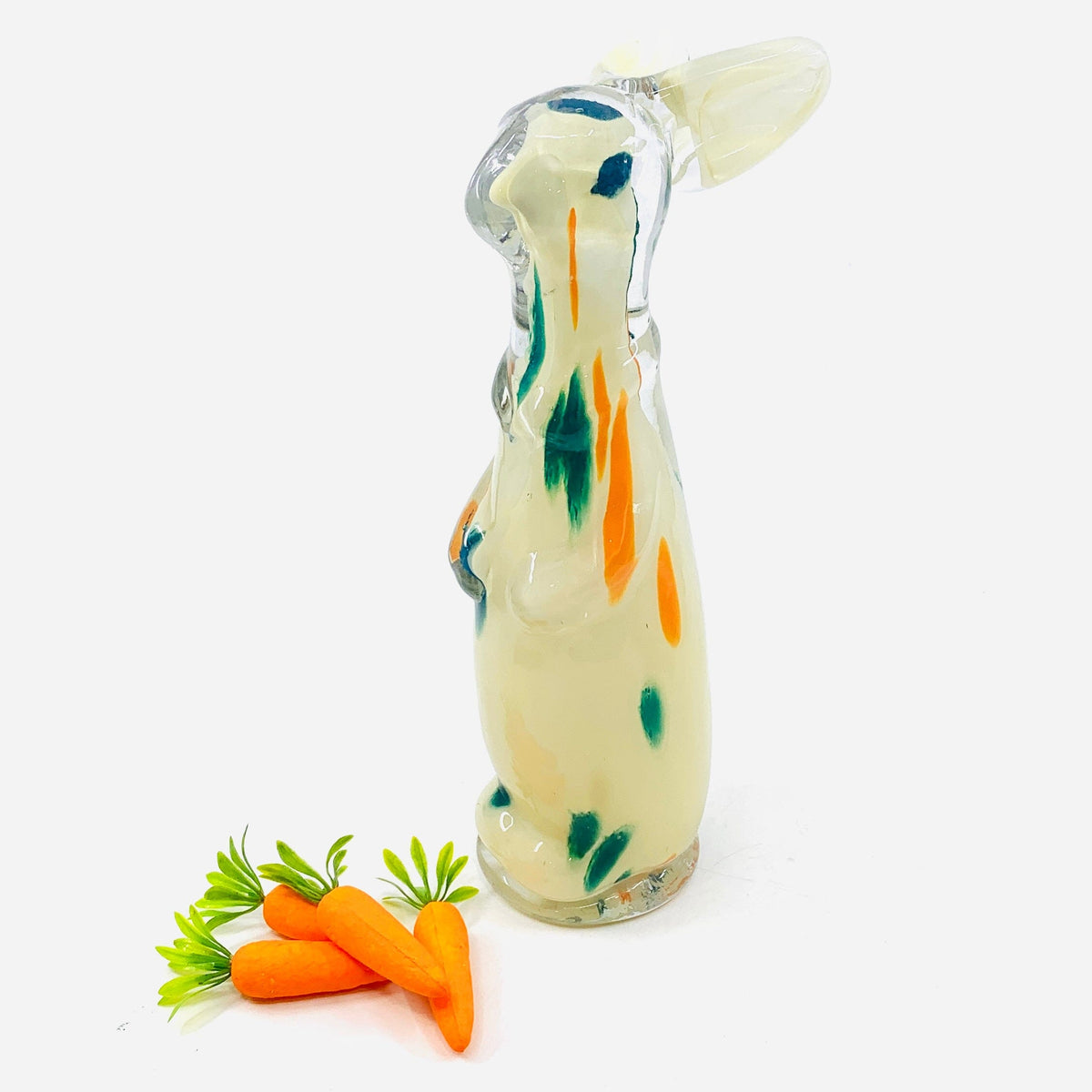 Tall Glass Bunny, Flecked Ivory Diamond Star 