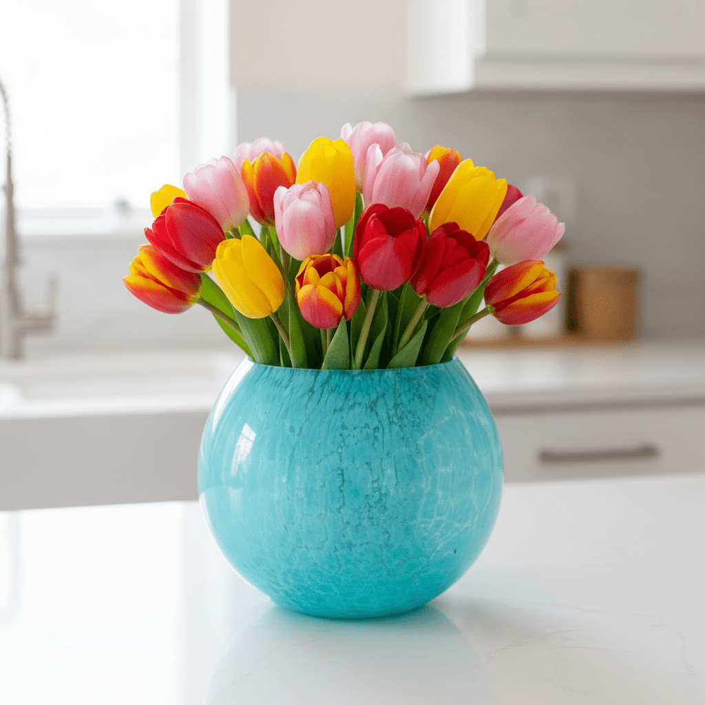 Glass Spring Bowl, Turquoise Diamond Star 