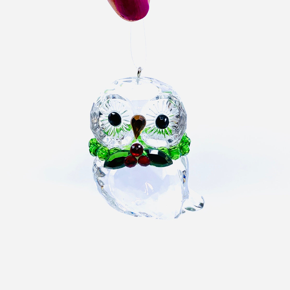 Owl with Wreath Acrylic Crystal Ornament Ornament GANZ 
