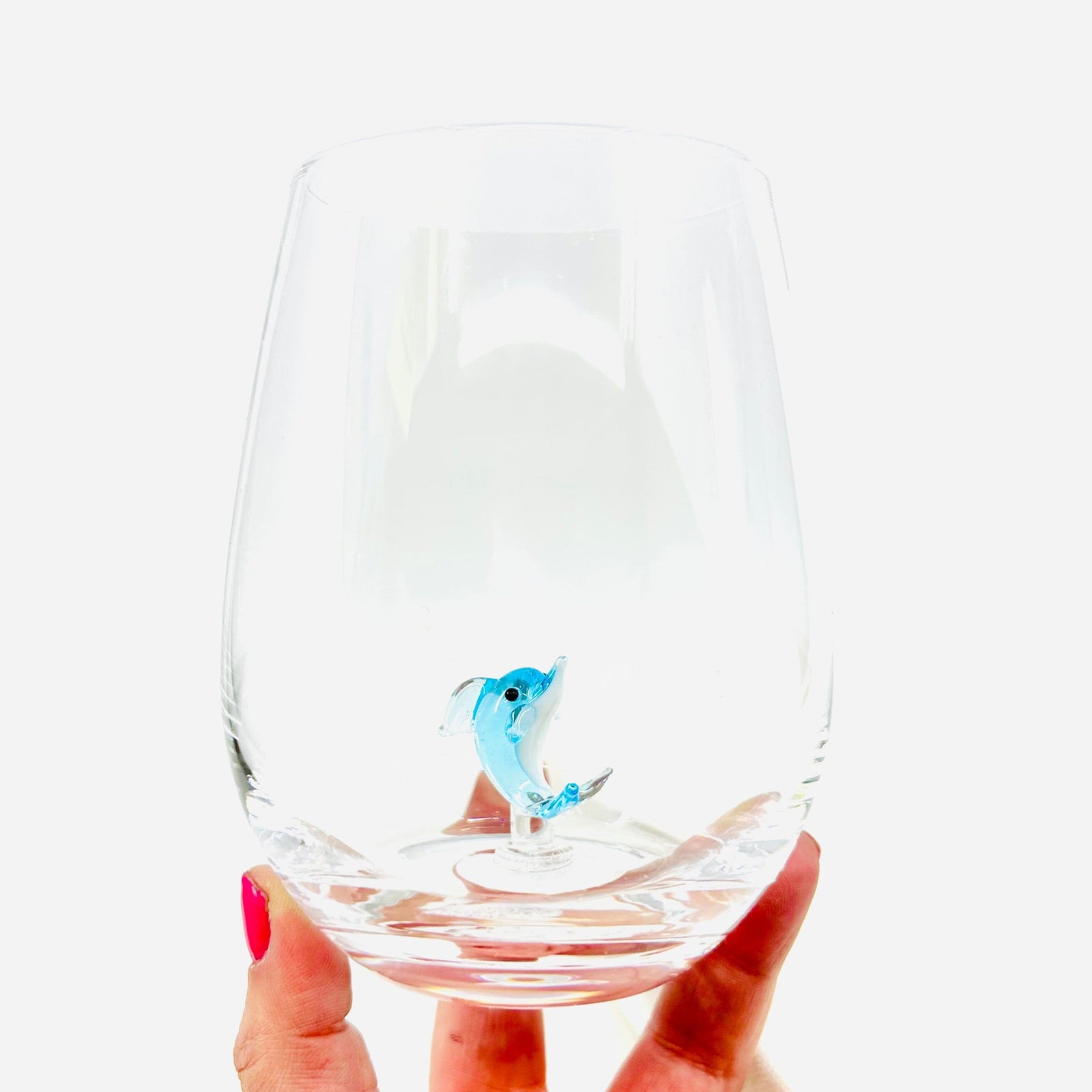 Tiny Animal Large Pour Wine Glass, Dolphin Decor Creative Co-Op 