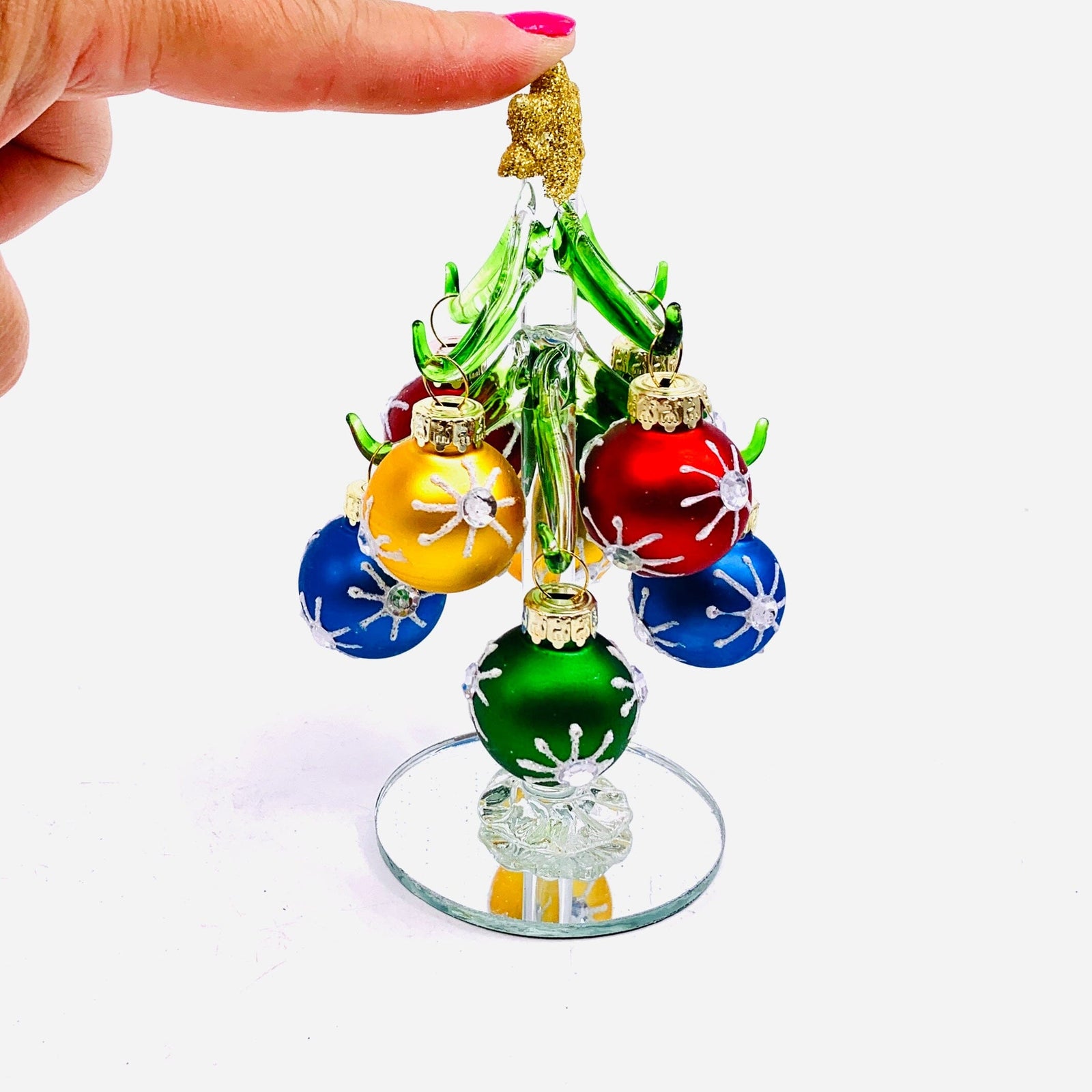 Mini Glass Ornament Tree, Silver Snowflake 23 Decor Gift Essentials 