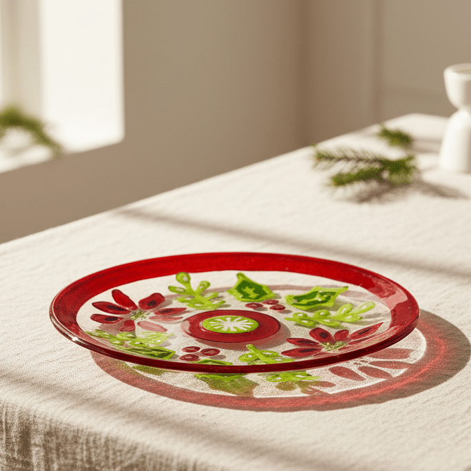 Glass Fusion Mini Plate 57, Holly Demdaco 