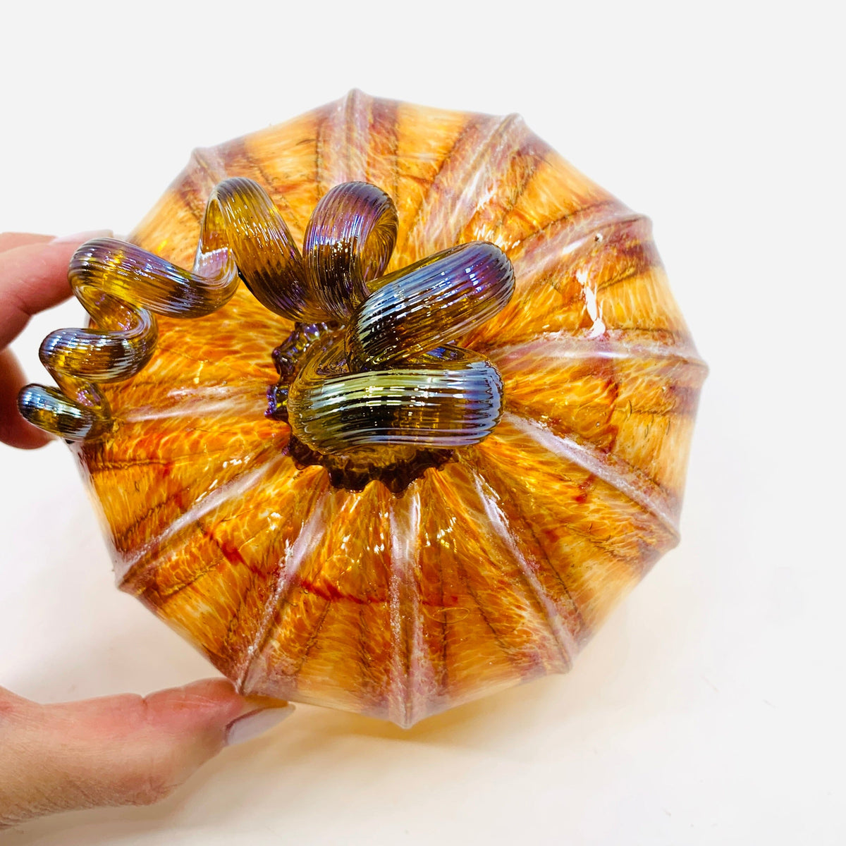 Daily Pumpkin 594 Fall Shimmer Squat Daily Pumpkin Luke Adams Glass Blowing Studio 