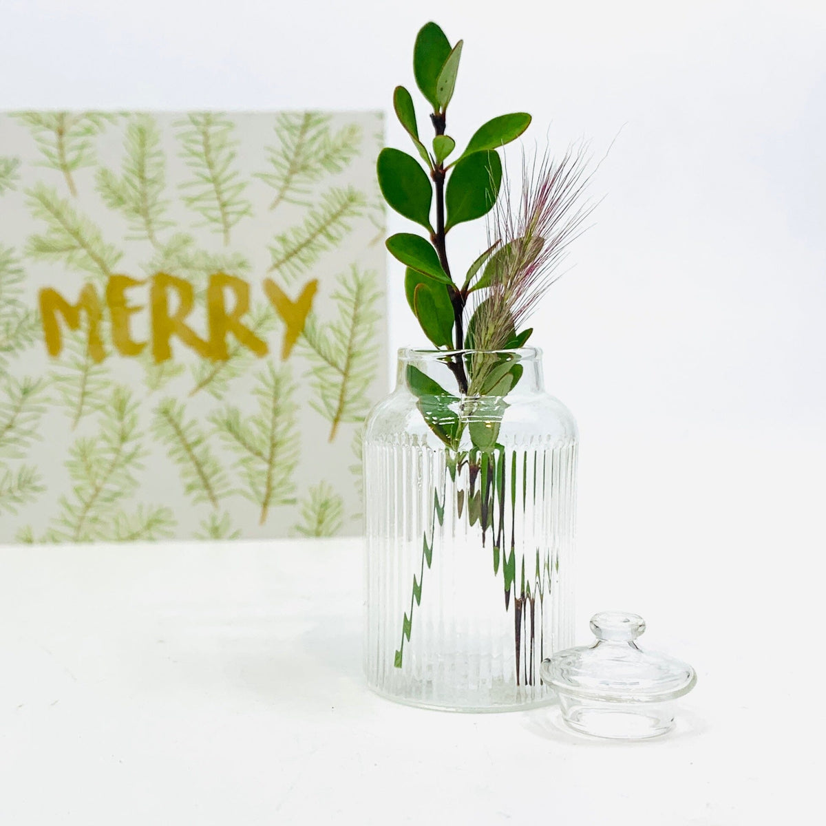 Tiniest Glass Ribbed Barrel Jar Miniature - 