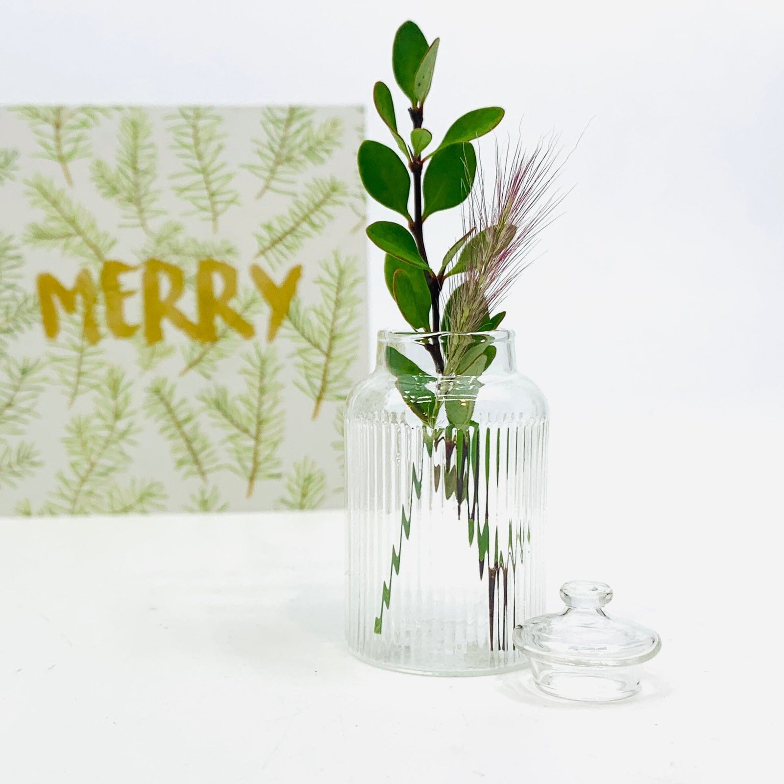 Tiniest Glass Ribbed Barrel Jar Miniature - 