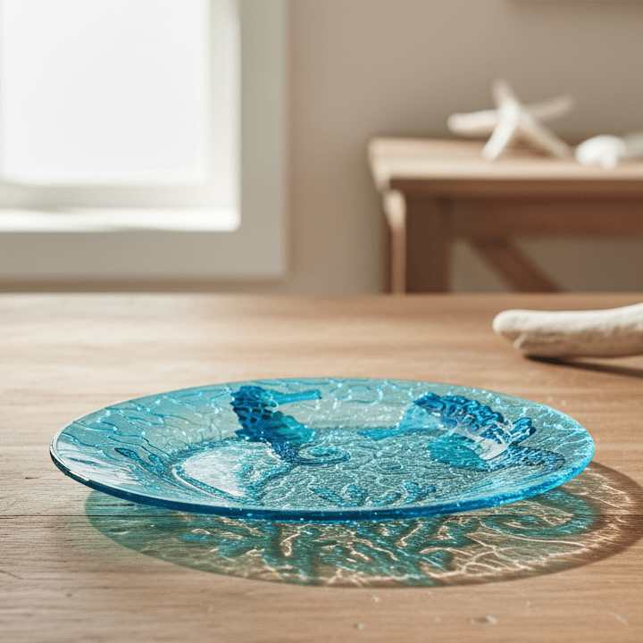 Glass Fusion Plate, Seahorses 29 Decor Boston International, INC 