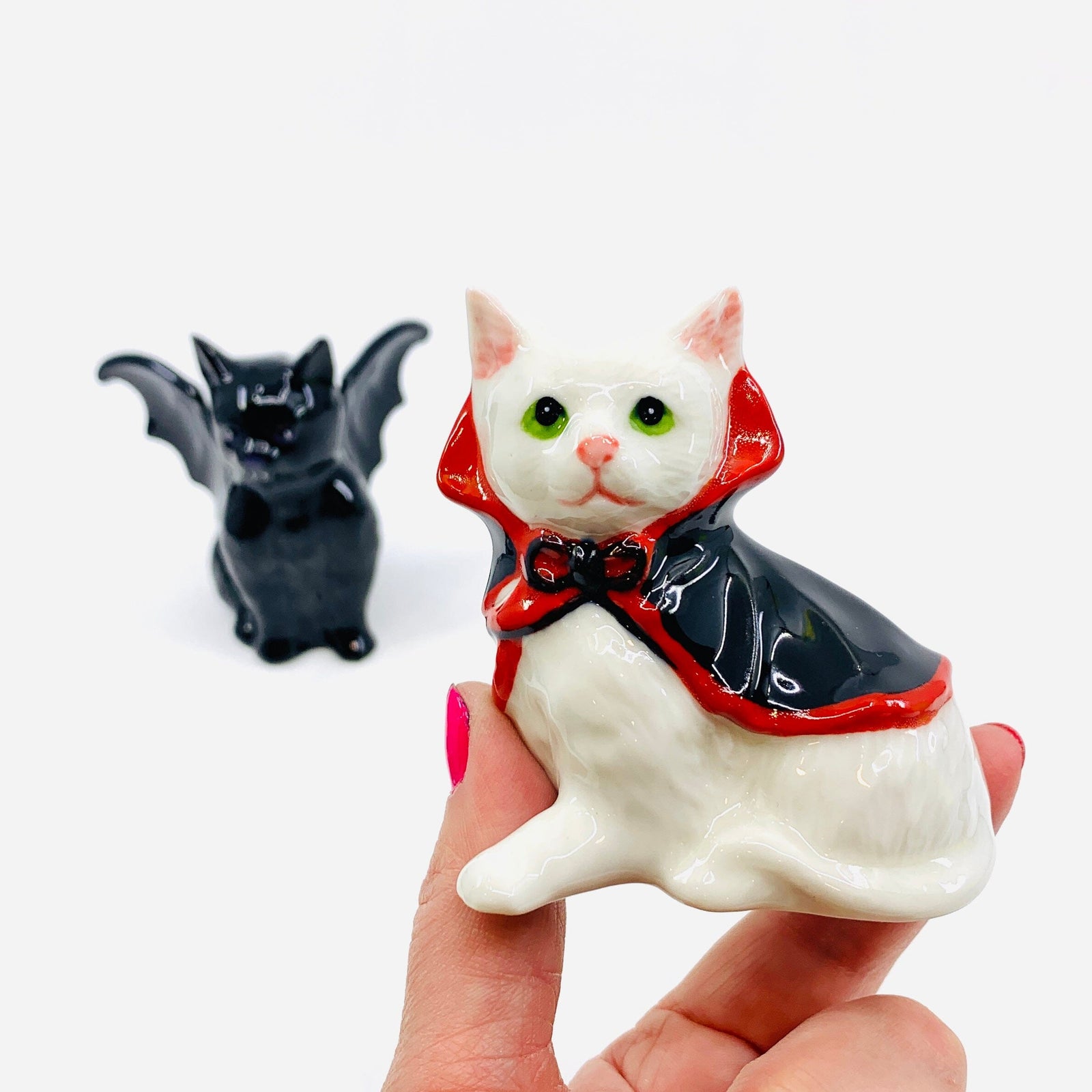 Happy Halloween Dracula and Cat Salt and Pepper Shakers COSMOS 