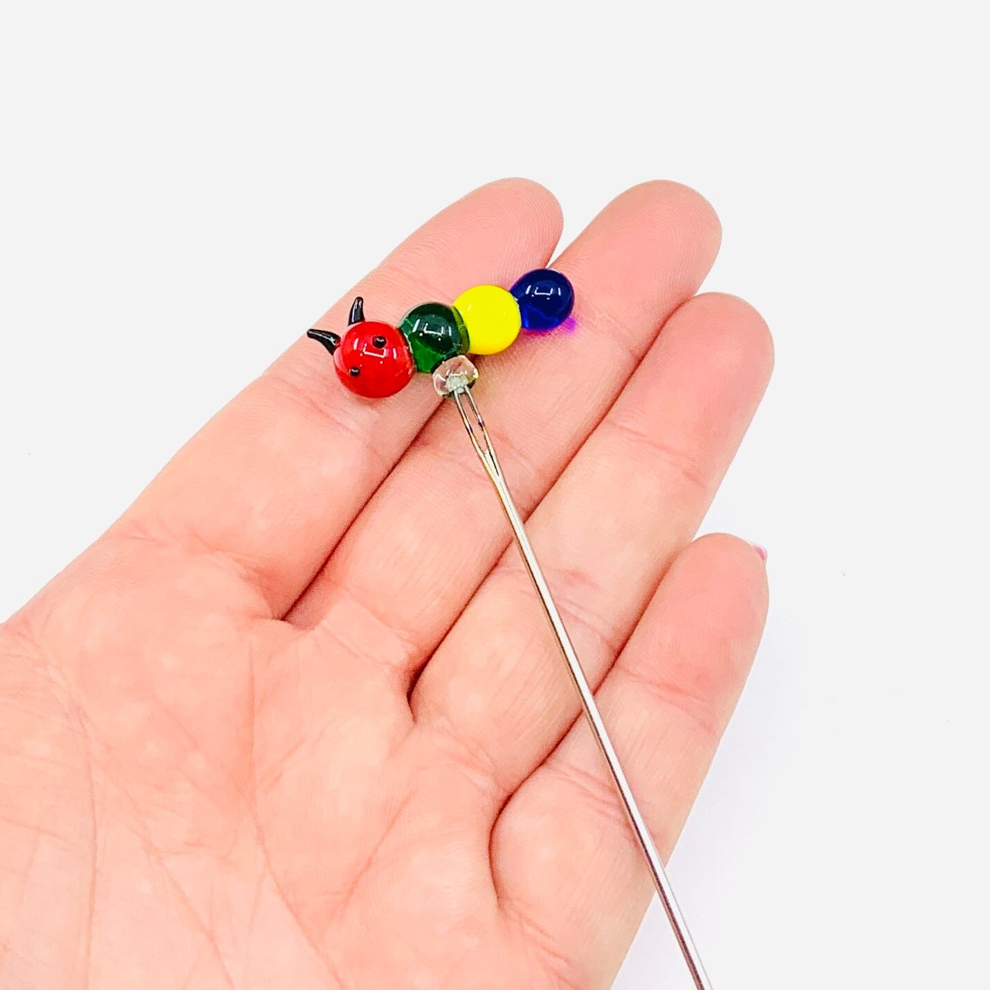 Tiny Glass Animal Garden Stake 16, Caterpillar Decor - 