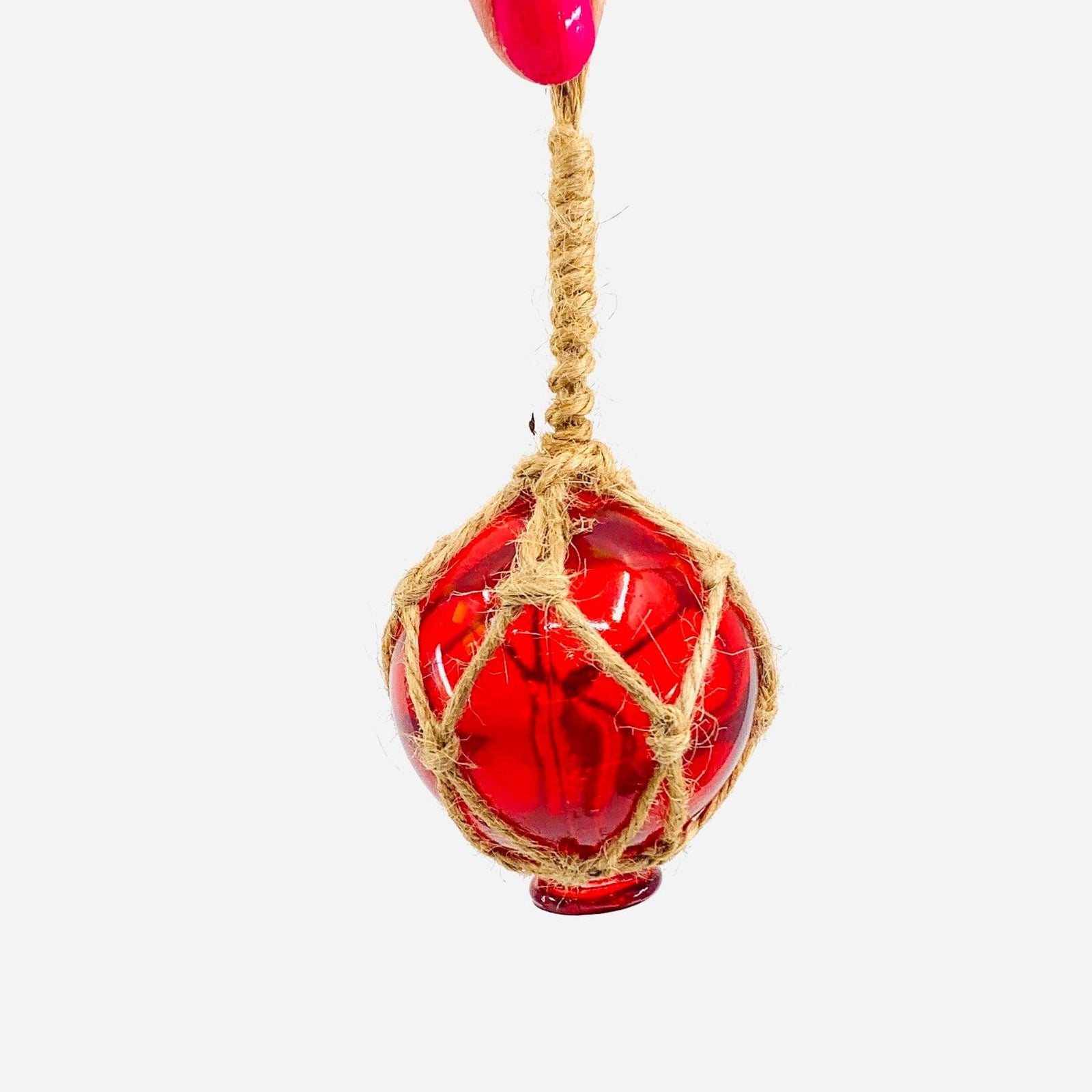 Macramé Glass Ball Ornament - Red Chesapeake Bay 