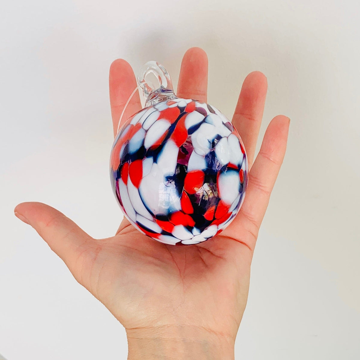 Ornament, Red White and Blue Ornament Luke Adams Glass Blowing Studio 