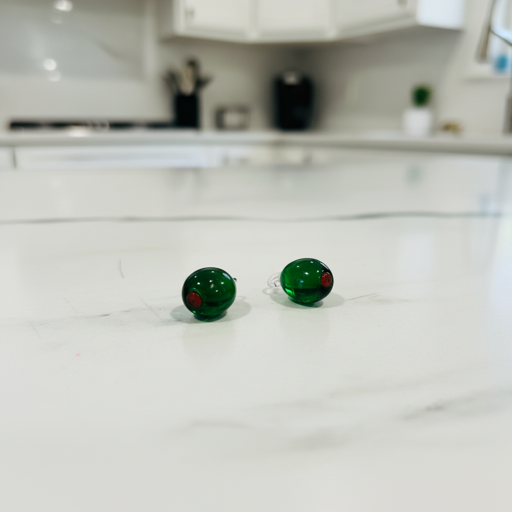 Tiny Glass Olive Charm