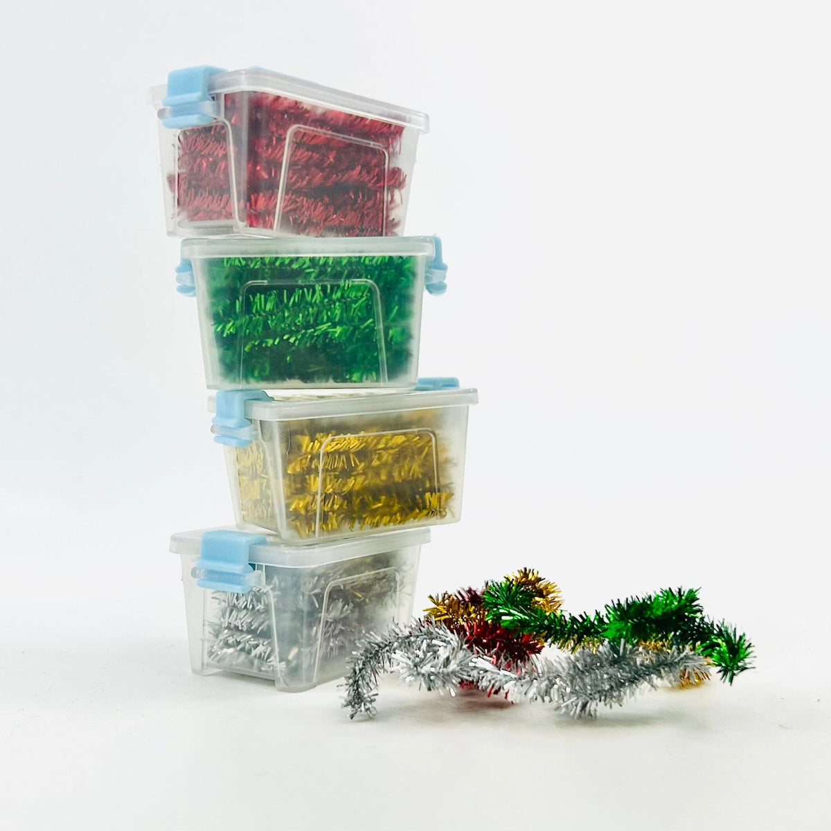 Tiny Attic Tote of Christmas Garland, Silver Miniature - 