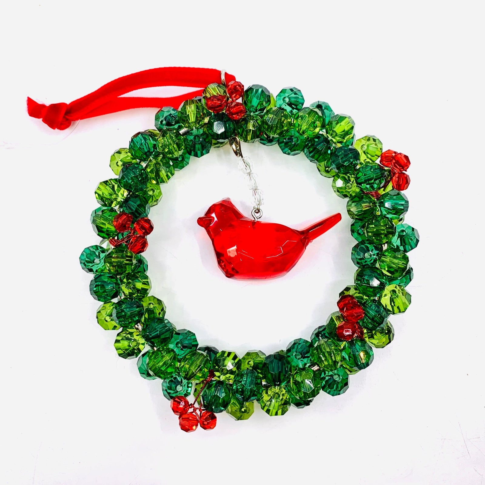 Acrylic Cardinal Berry Wreath Ornament Ornament GANZ 