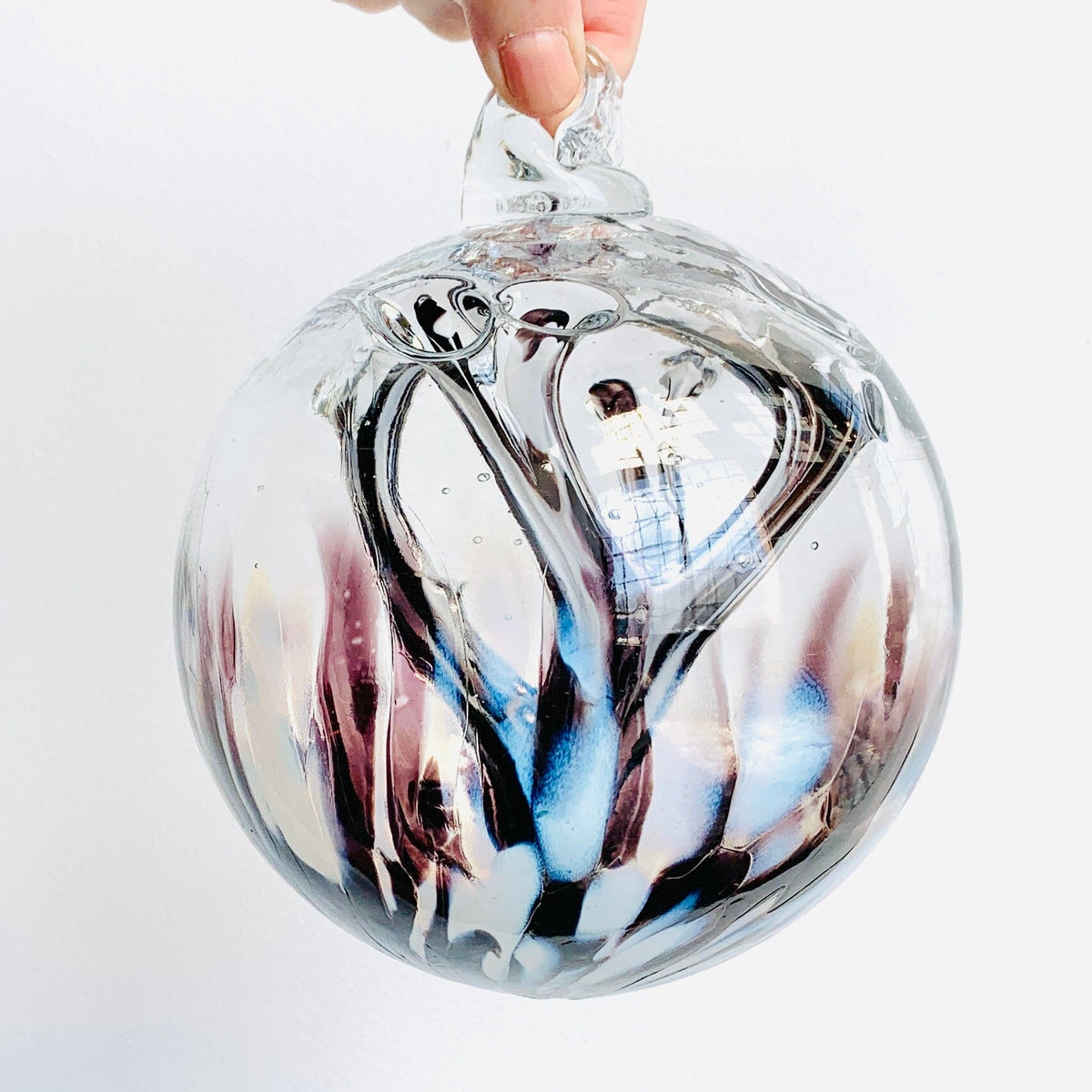 6" Wish Ball Ornament, Black & White Wish Ball Luke Adams Glass Blowing Studio 