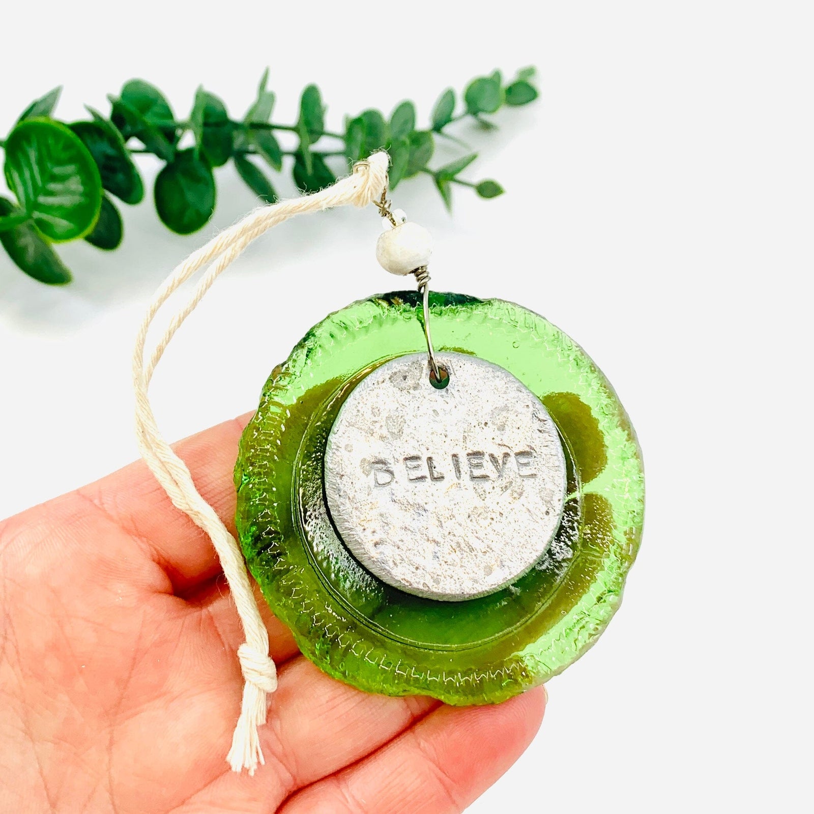 Bottle Bottom Ornament, Believe 2nd Story Goods 