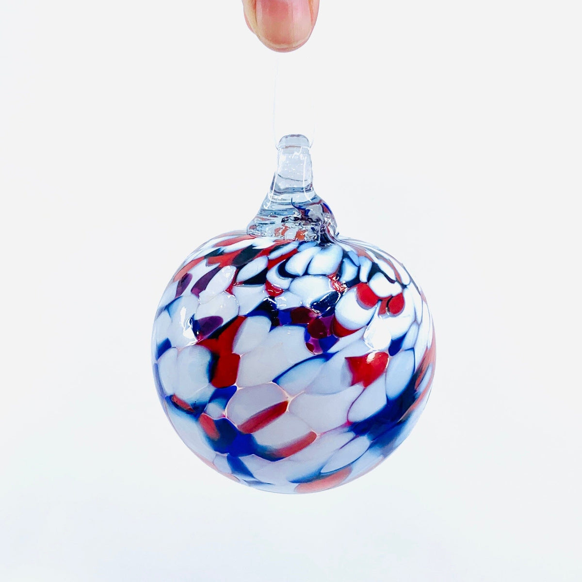Ornament, Red White and Blue Ornament Luke Adams Glass Blowing Studio 