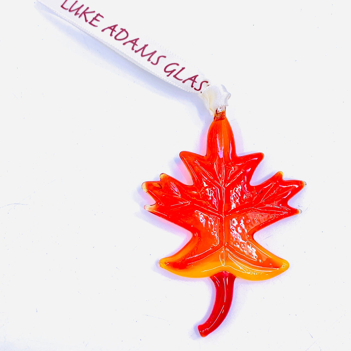 Ribbon Glass Ornament 16, Maple Leaf Art Studio 