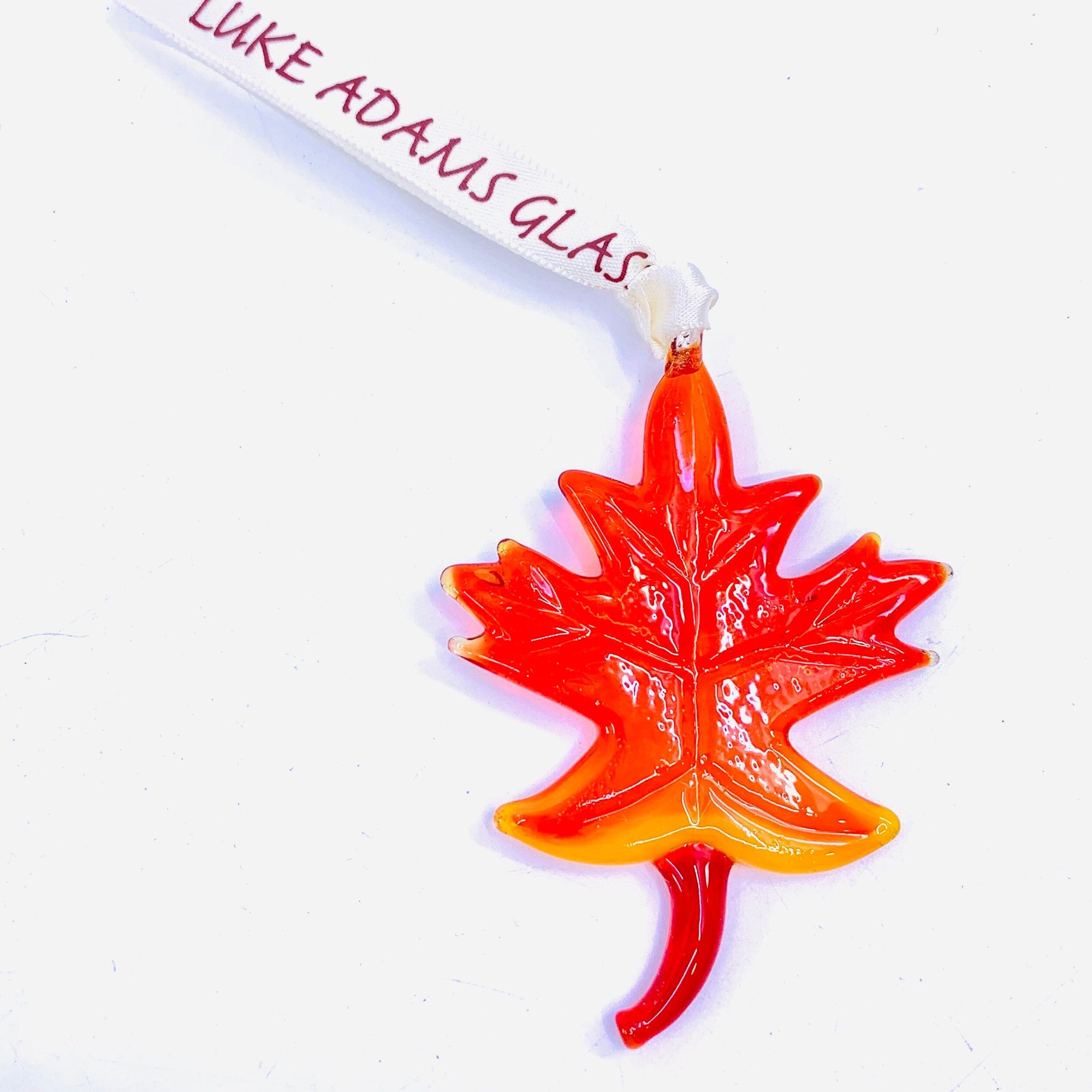 Ribbon Glass Ornament 16, Maple Leaf Art Studio 